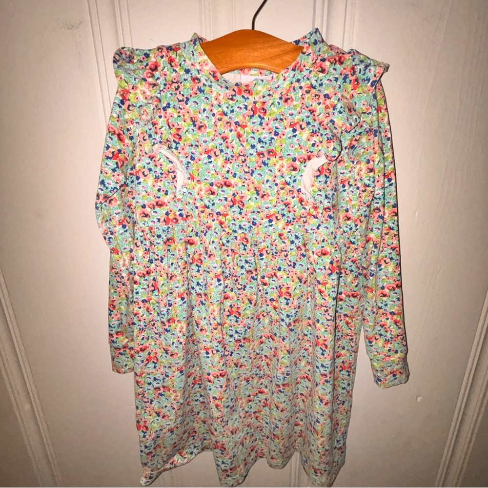 Eyelet and Ivy girls 6 multicolor mini floral long sleeve cotton ruffle dress